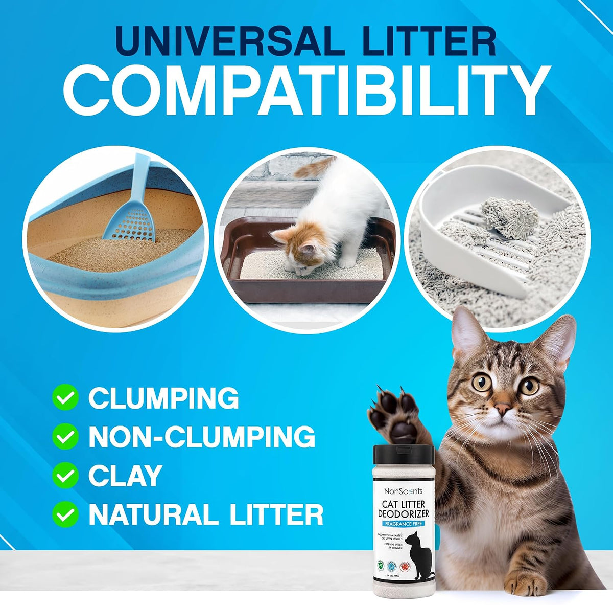 Nonscents Cat litter Deodorizer - Odor Eliminator - 4 Pack