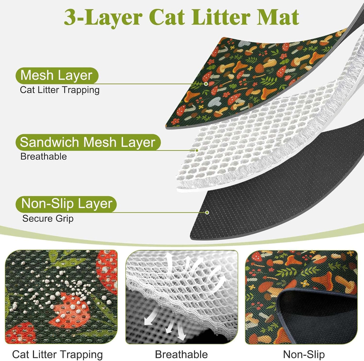 Unicorn Catcher 33"x22" Cat Litter Mat Machine Washable Litter Trapping Pad