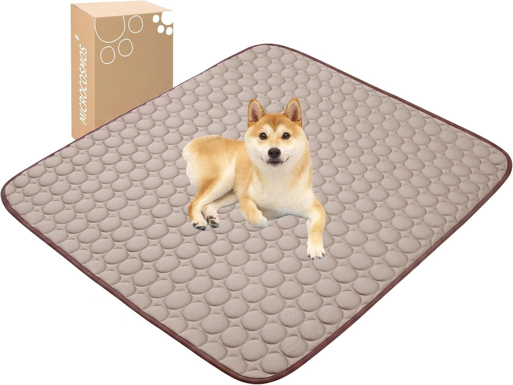 MICROCOSMOS Summer Cooling Mat & Sleeping Pad- Water Absorption Top, Materials Safe, Easy Carry, EZ Clean. Keep Cooling for Pets, Kids and Adults.(Brown, 48" x48")