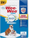 Four Paws Wee-Wee Odor Control Dog Pee Pads with Febreze Freshness | 10 count, spring fresh scent, neutralizes ammonia odors, pee pads for dogs & puppies, dog housebreaking, 22" x 23"