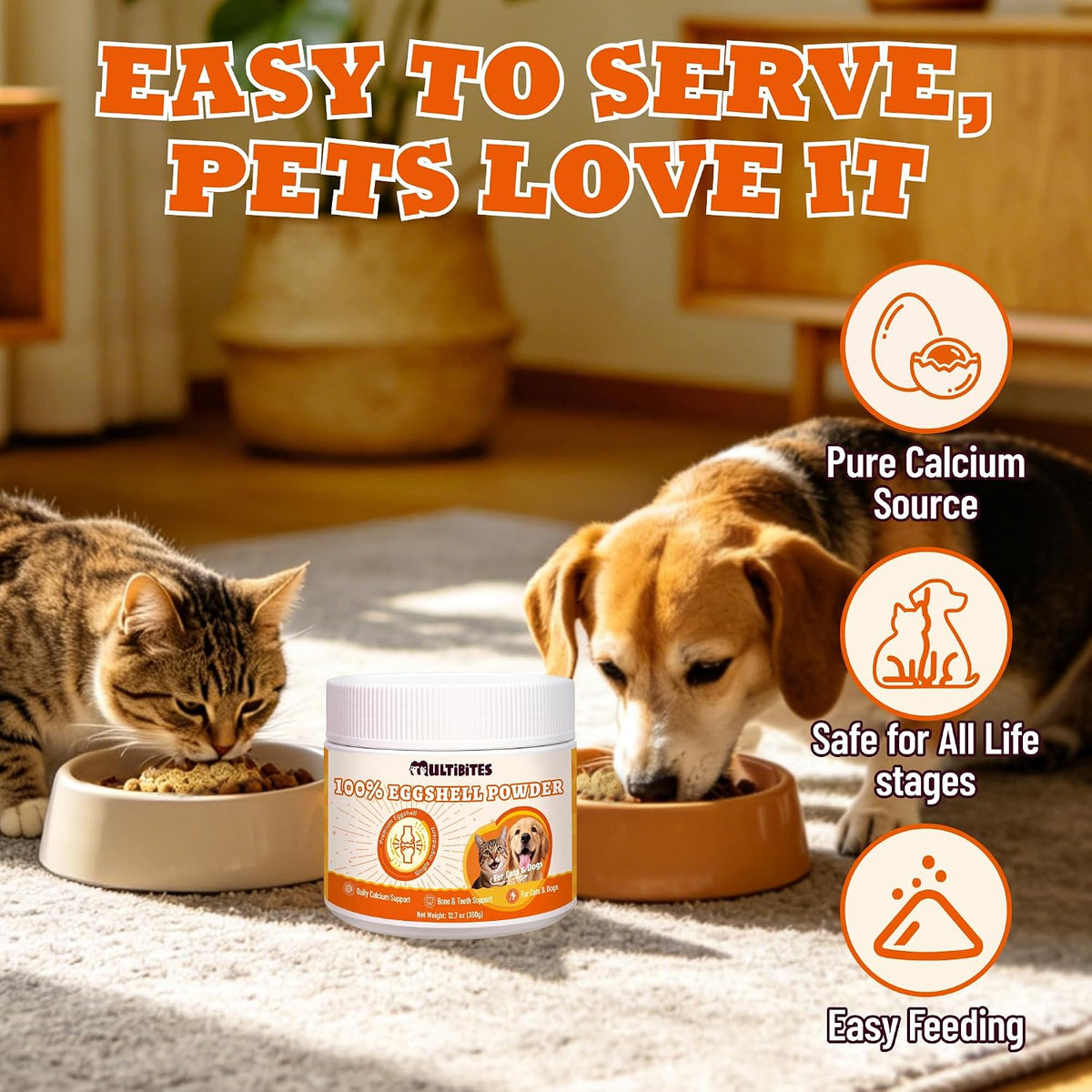 12.7oz Eggshell Powder for Dogs & Cats, Calcium for Dogs & Cats