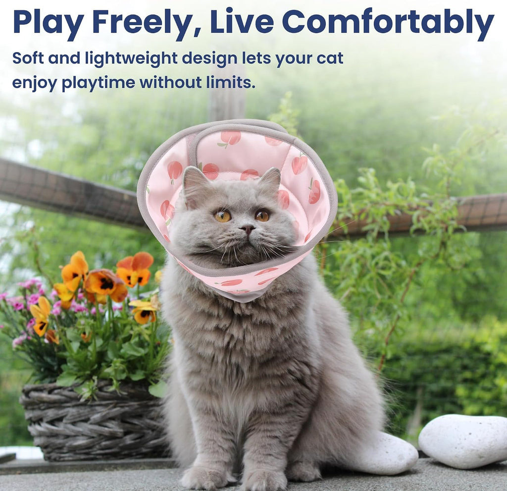 PawsPik Adjustable Soft Recovery Cone for Dogs & Cats, Medium, Peach