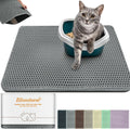 Cat Litter Mat 24"x16",Double Layer EVA Litterbox Mat Dark Gray | Extra Large Honeycomb, Waterproof & non-slip, Odor-free, easy clean, washable durable floor protector,scatter control