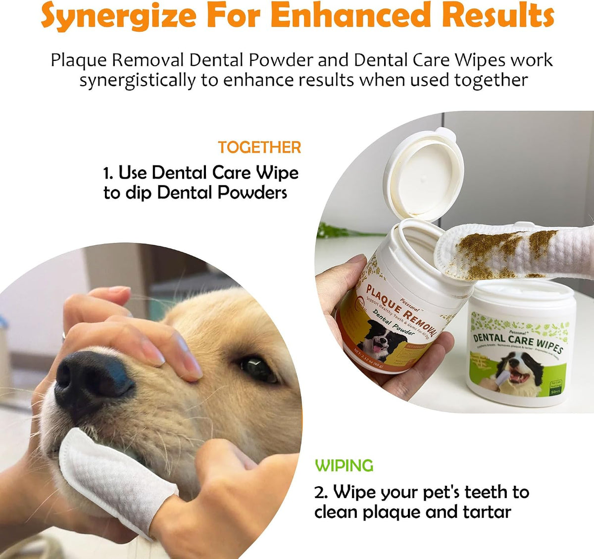 Pet Dental Cleaning Kit with Dental Wipes & Dental Powder