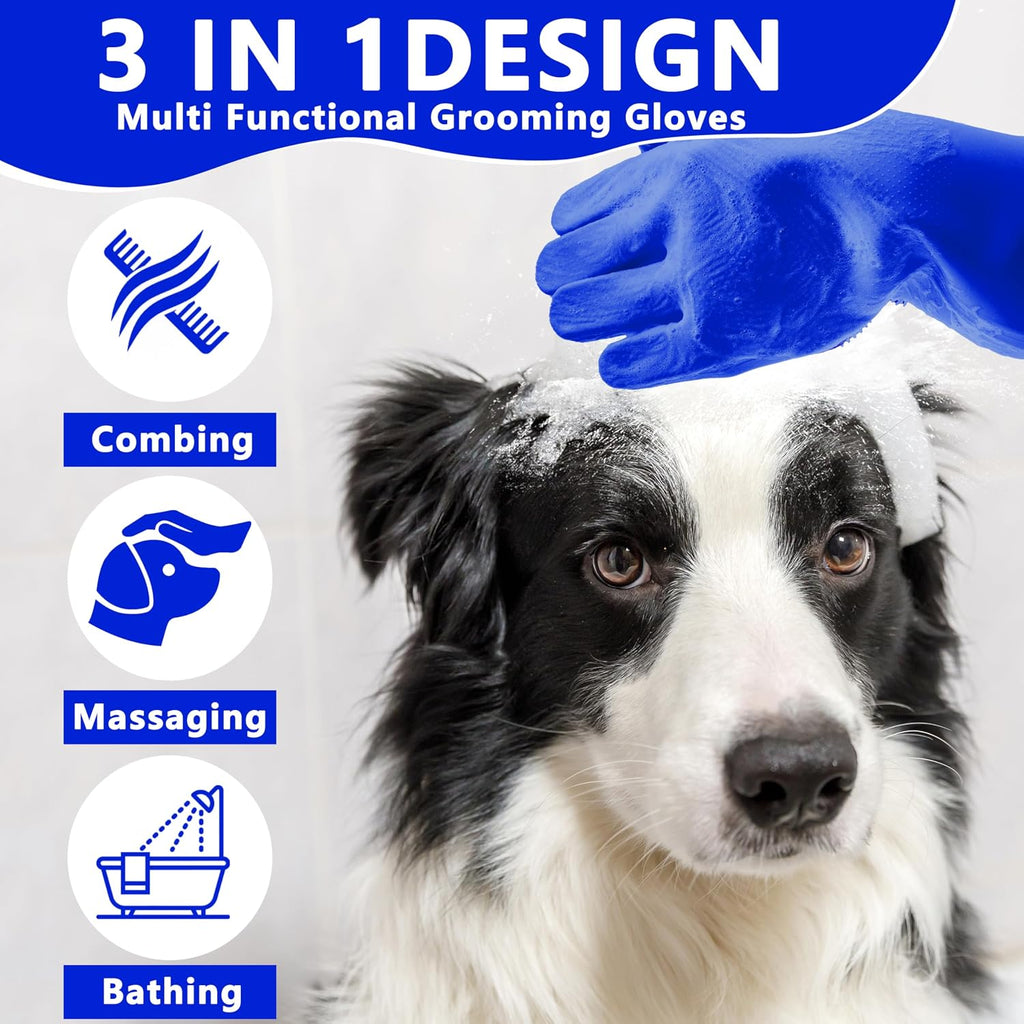 Pet Grooming Gloves—Dog Washing Gloves with High-Density Teeth