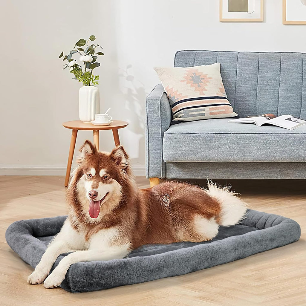 Patas Lague Small Dog Bed Bolster Pet Crate Mat 16''x12'' Dark Grey