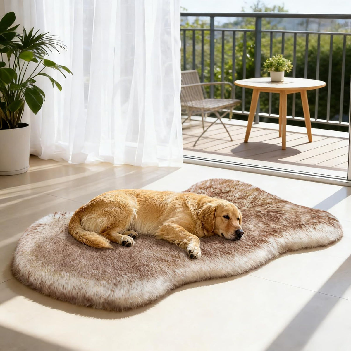 Faux Fur Dog Bed Rug for Large Dogs, Orthopedic Thick Foam 50"x30"
