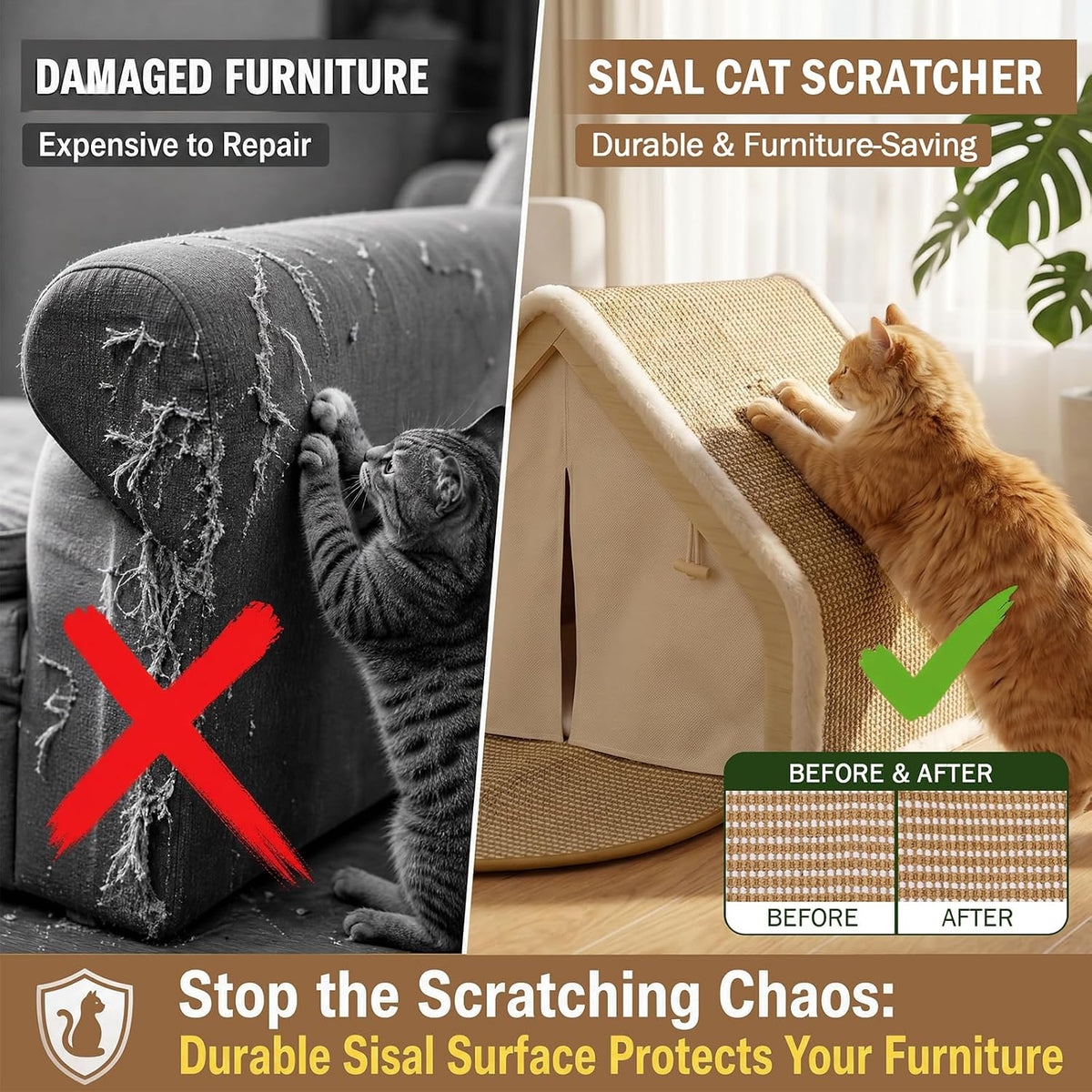 Indoor Cat House with Sisal Scratcher Mat cat Tent