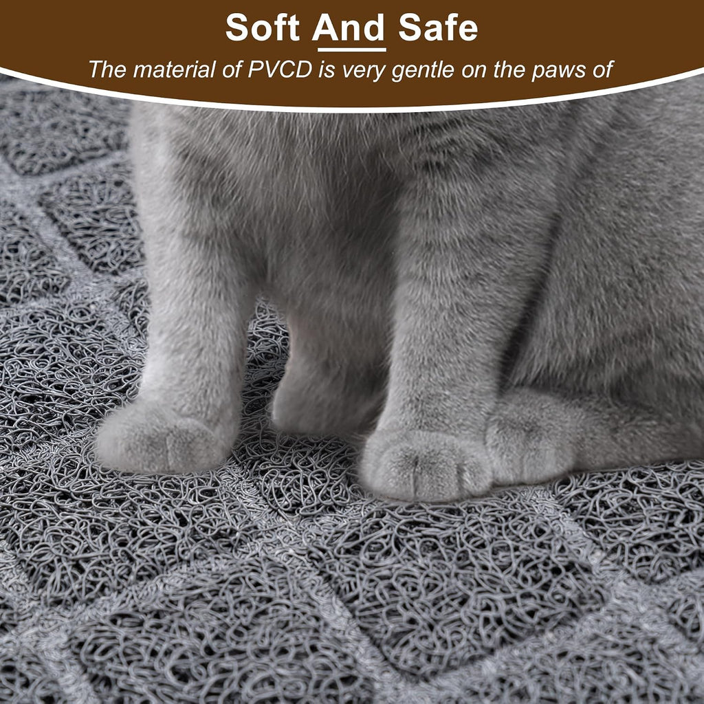 Cat Litter Box Mat,23 x 14 In,Trapping Mat Premium Durable PVC Pad,Grey | Easy to Clean，Non-Slip，Urine Waterproof