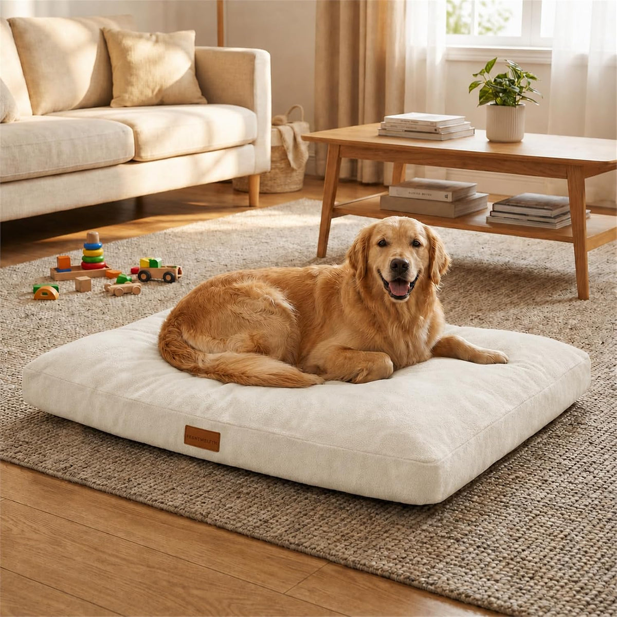 Orthopedic Dog Beds Large Sized Dog, Crate Bed with Sponge and Memory Foam with Removable Washable Cover, Ultra Soft Surface & Non-Slip Bottom-35 x23