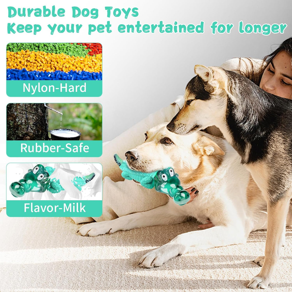 Fuufome Dog Chew Toys, Indestructible for Aggressive Medium & Large Dogs | Teeth Cleaning, Long Lasting Fun, Keep Them Busy, Nylon and Rubbrer Material, Double chewing Pleasure