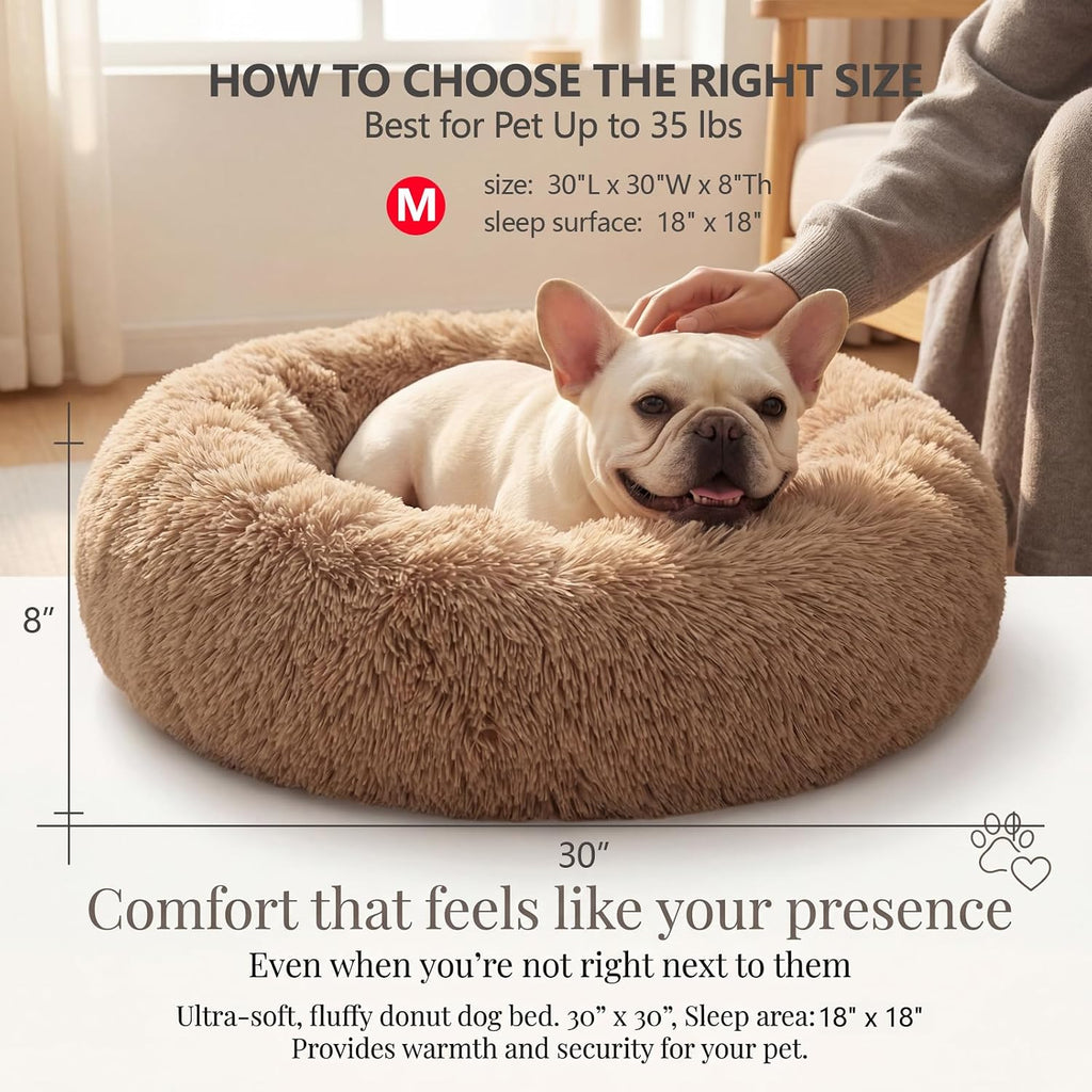 nononfish Plush Dog Bed for Small Dogs,Soft Cozy Calming Pet Bed