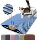 Extra Large Cat Litter Mat, Double Layer Honeycomb Design, Blue | 30x22”, Reduces Litter Tracking, Easy to Clean, Waterproof, Non-Slip, Soft on Paws, Scratch Resistant, Blue, XL