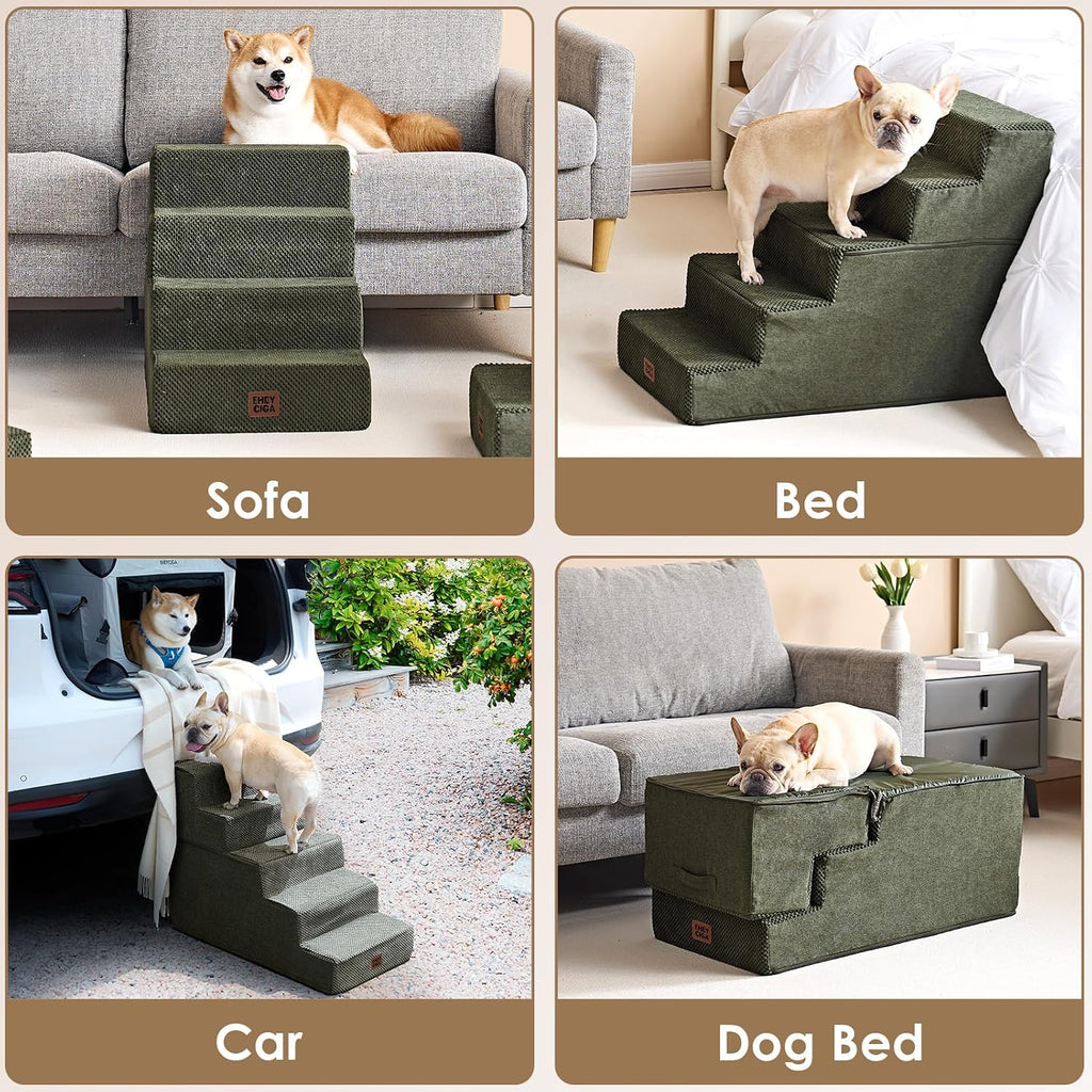 EHEYCIGA Dog Stairs for Bed 22.5" H, 5-Step Extra Wide Dog Steps