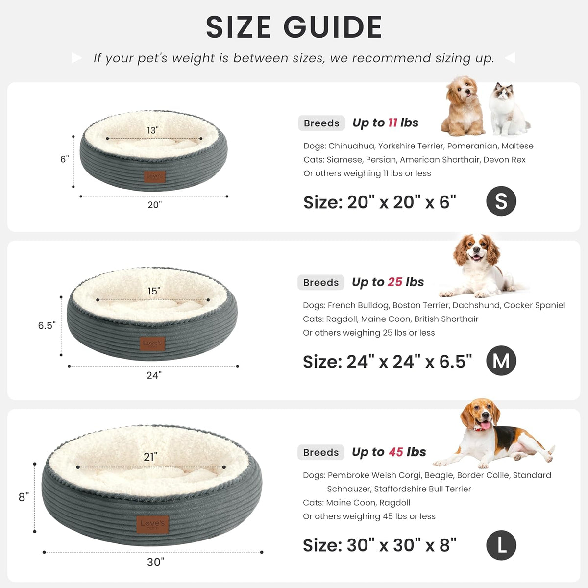 Love's cabin Round Donut Cat and Dog Cushion Bed, 20in Pet Bed for Cats or Small Dogs, Anti-Slip Water-Resistant Bottom, Super Soft Durable Fabric Pet beds, Washable Cat Dog Bed Stripe Bluish Grey