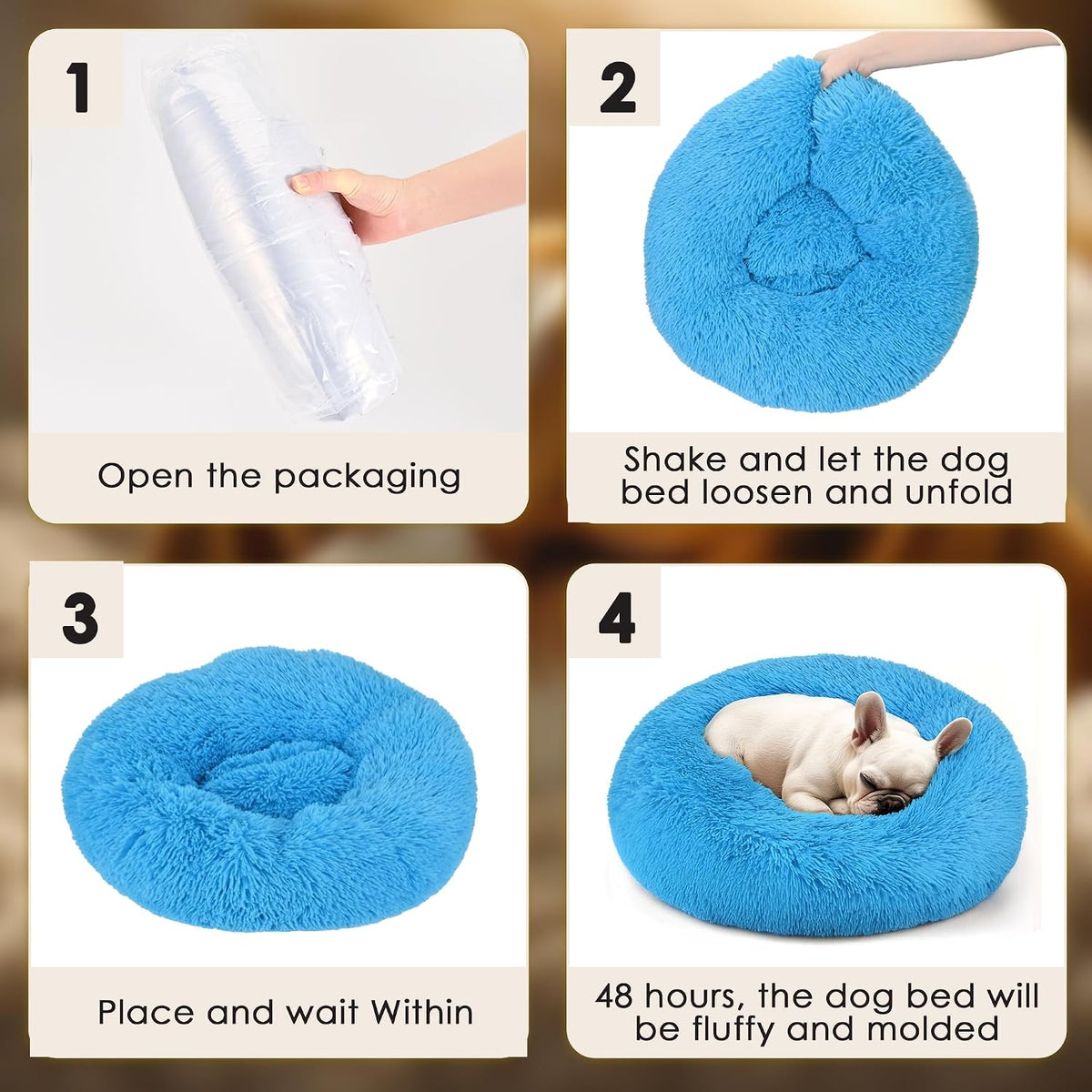 Hoewina Dog & Cat Bed, 20in Cat Beds for Indoor Cats (Light Blue)