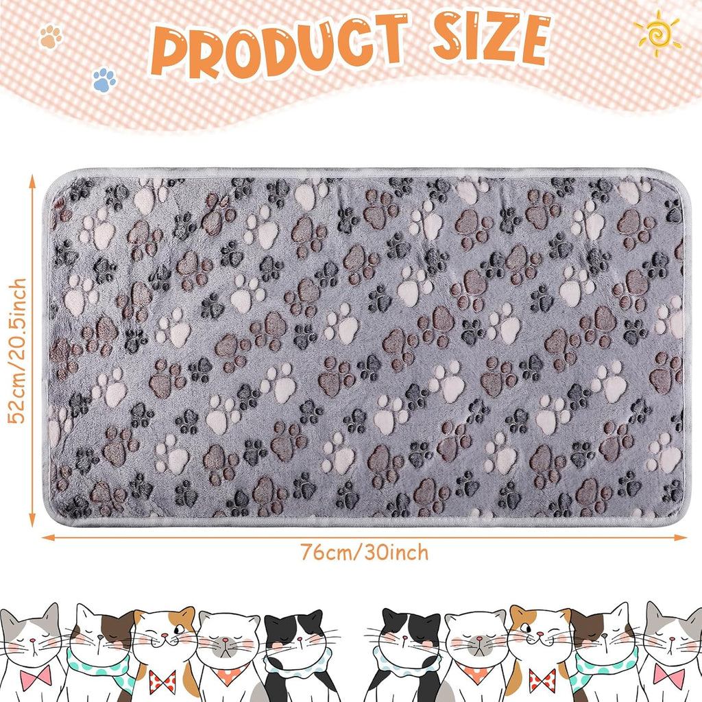 Tatuo 4 Pcs Fleece Dog Blanket for Puppy Cat, Light Gray, 30 x 20.5 in, Paw