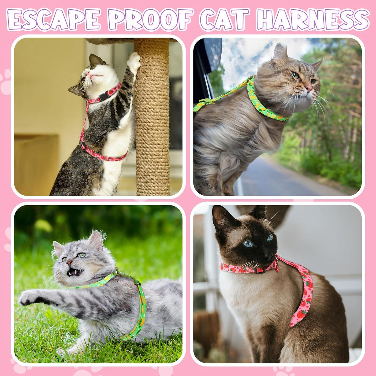 2 Pack Cat Harness and Leash Escape Proof Adjustable Cat Harness with Leash