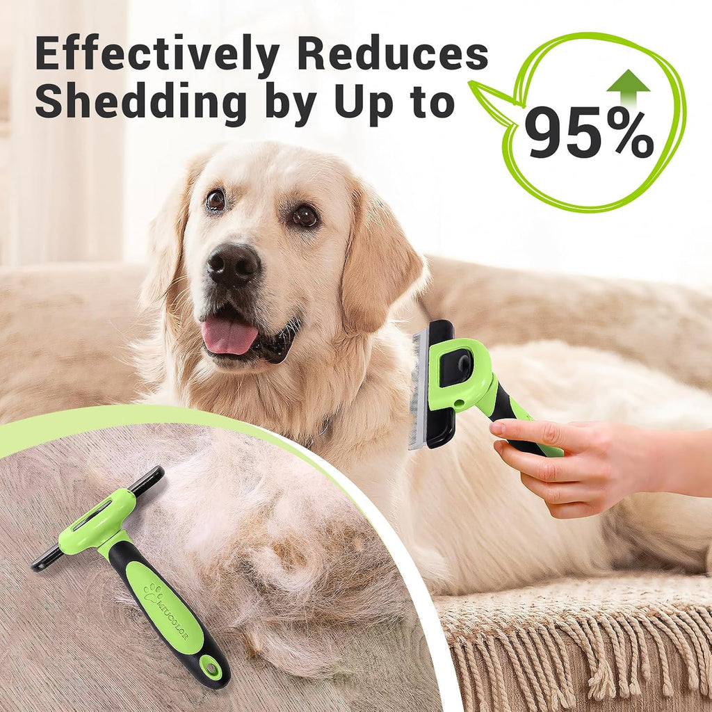 MIU COLOR Pet Grooming Brush, Deshedding Tool for Dogs & Cats, Apple Green | Effectively Reduces Shedding by up to 95%,Safe and Comfortable for Short Medium and Long Pet Hair