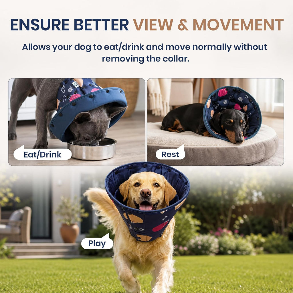 Dog Cone Collar for Dogs After Surgery – Soft Adjustable Recovery Cone to Stop Licking & Scratching – Comfortable E Collar Alternative for Wound Care, Neuter & Spay Recovery -Fits S, M, L Dogs