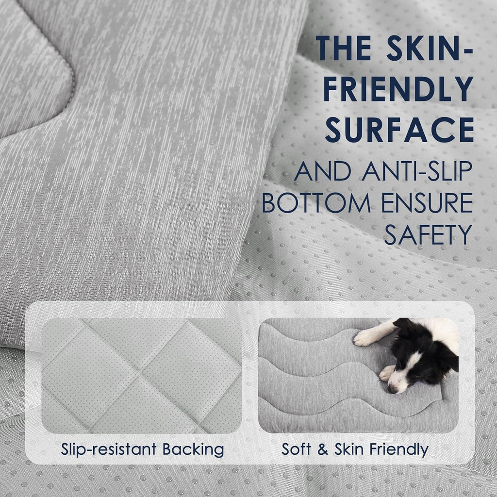 ASENKU Dog Cooling Mat, Portable & Durable Cooling Mat for Dogs, Summer Anti-Slip Breathable Cooling Bed for Small-Medium Dogs up to 35 lbs (French Bulldog, Beagle, Corgi), 32x20 inches, Grey Diamond