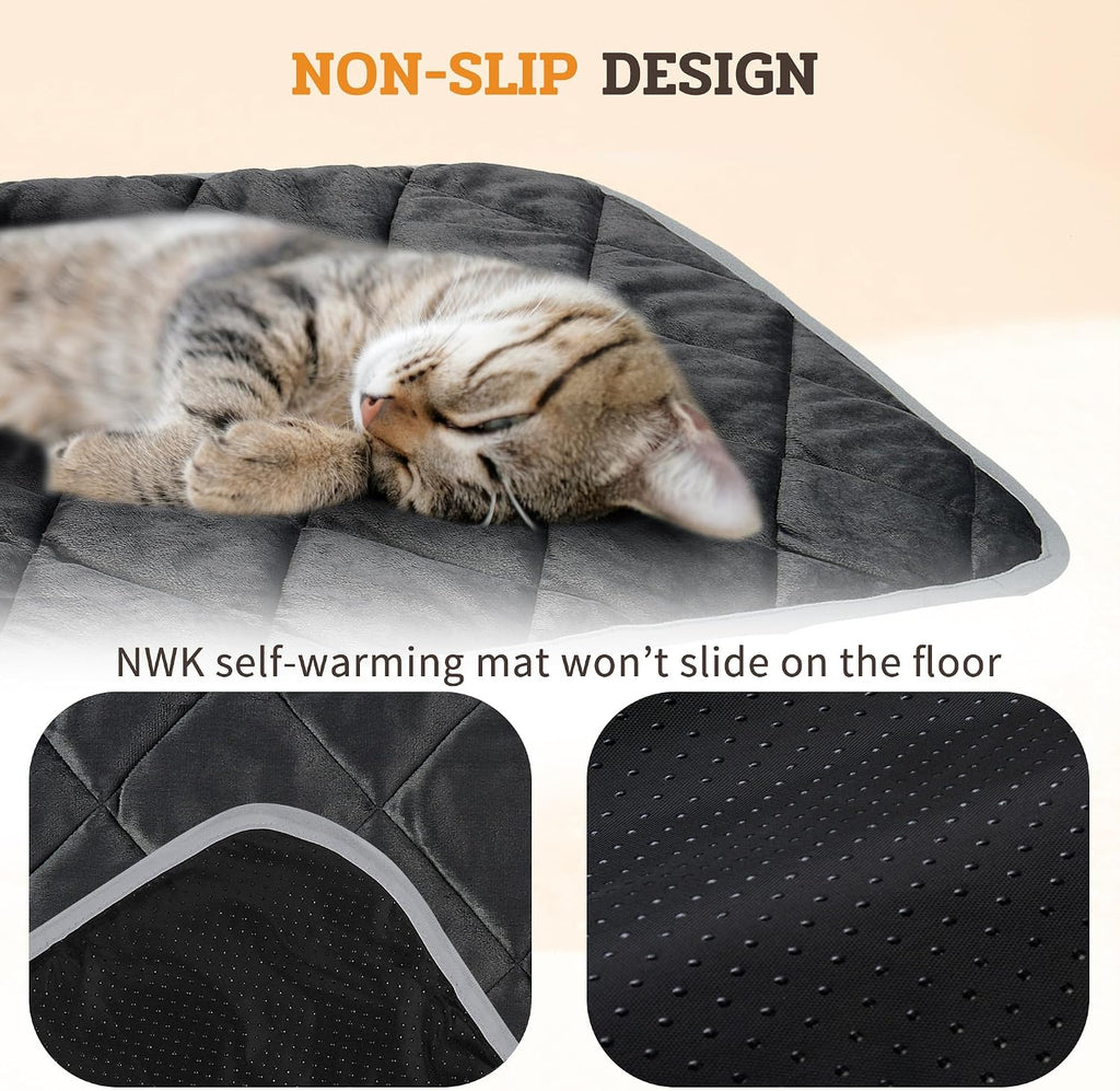 NWK Self Warming Thermal Pet Mat for Dogs and Cats (Black, X-Large)