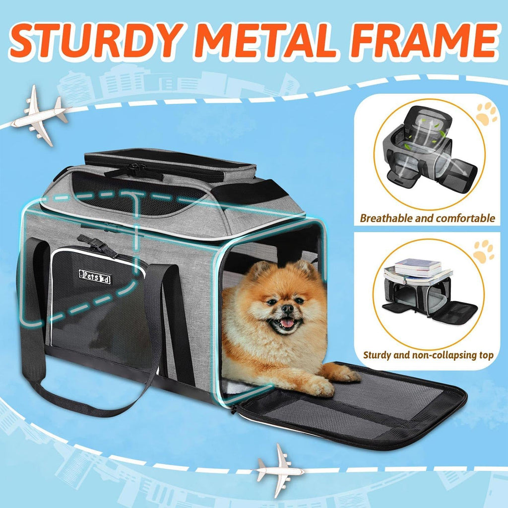 Petskd Top-Expandable Small Pet Carrier 18"x11"x11" Airline Approved