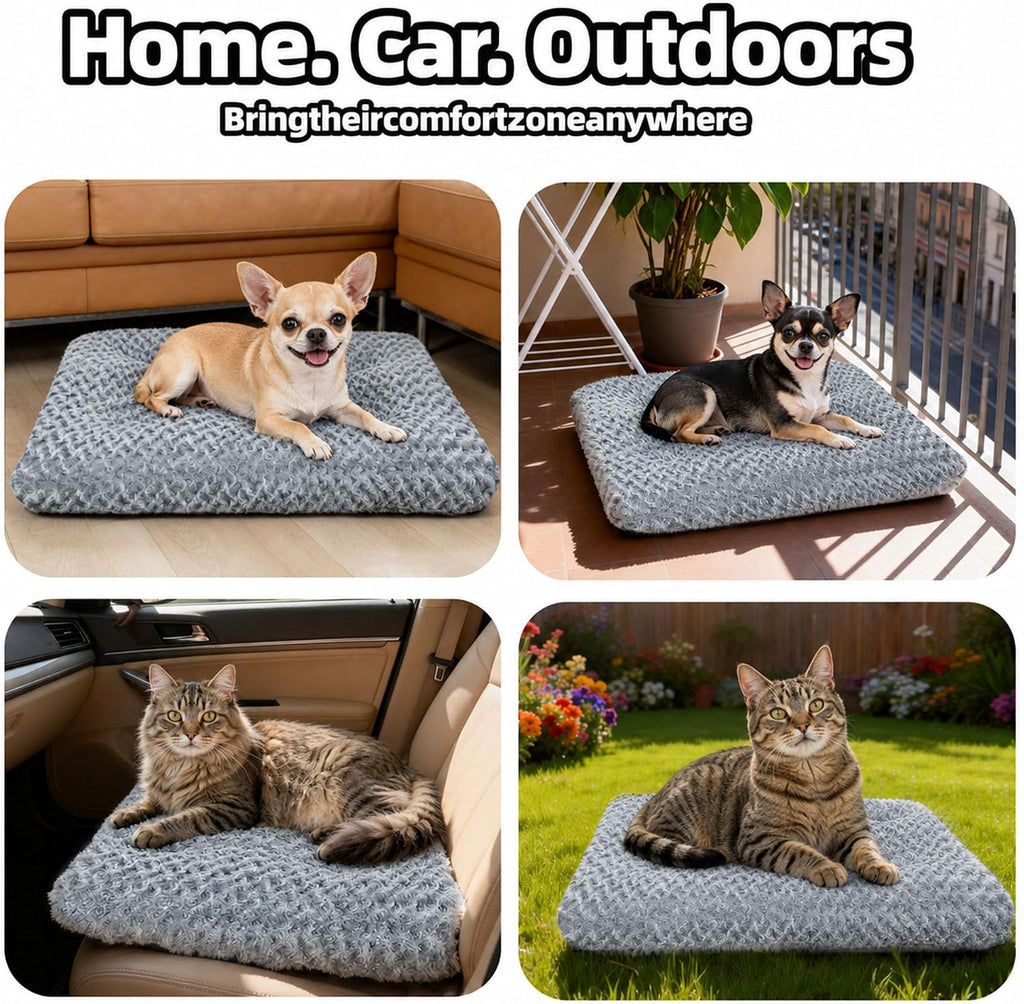 Dog Bed Small Size, Plush Washable Pet Bed Mat, Dog Crate Bed 17"x14"