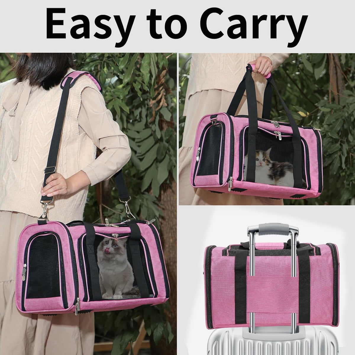 Soft-Sided Cat/Dog/Pet Carrier, Collapsible Pets Travel Carriers