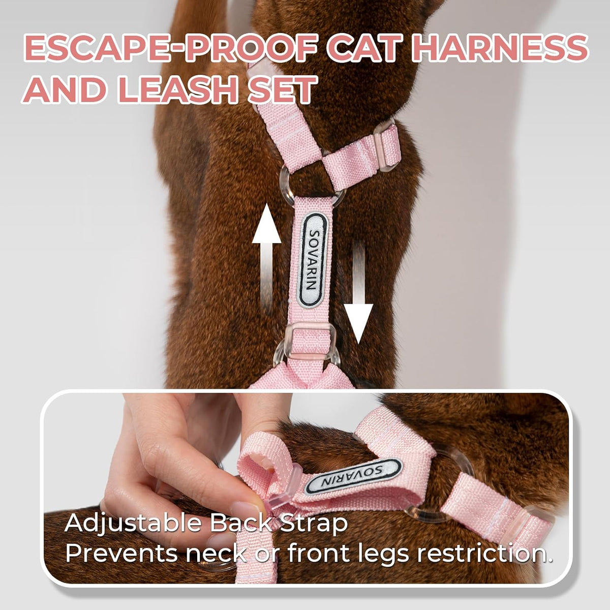 Cat Harness and Leash Set - Pink Lightweight Soft Kitten Harness Escape Proof, Adjustable Travel Pet Harness for Walking，Easy Control Comfortable Outdoor (Pink, One Size Fits All)