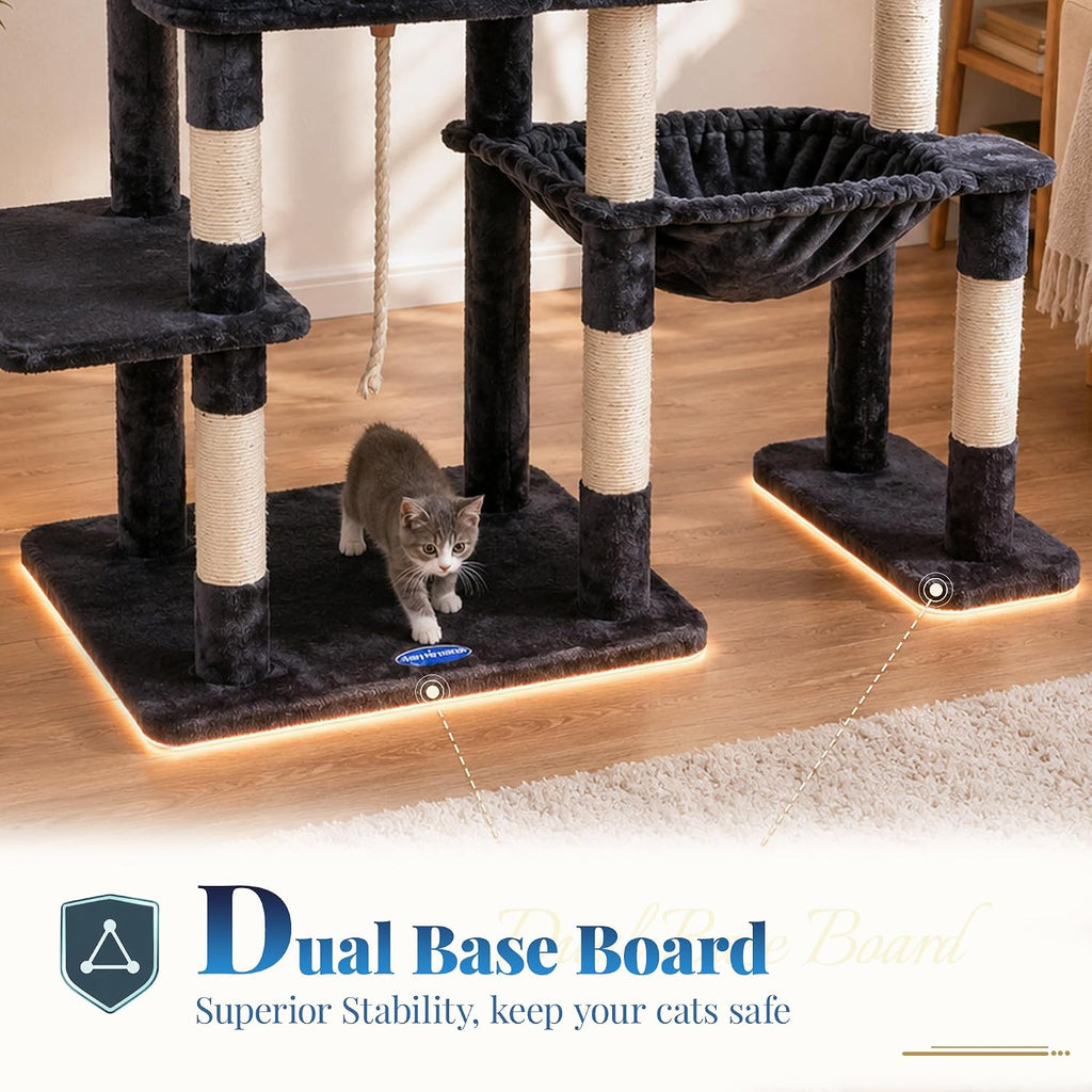 Hey-brother Cat Tree Tower with Stable Extended Base, Big Platform, MPJ078G