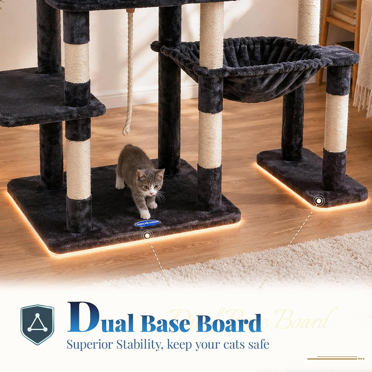 Hey-brother Cat Tree Tower with Stable Extended Base, Big Platform, MPJ078G