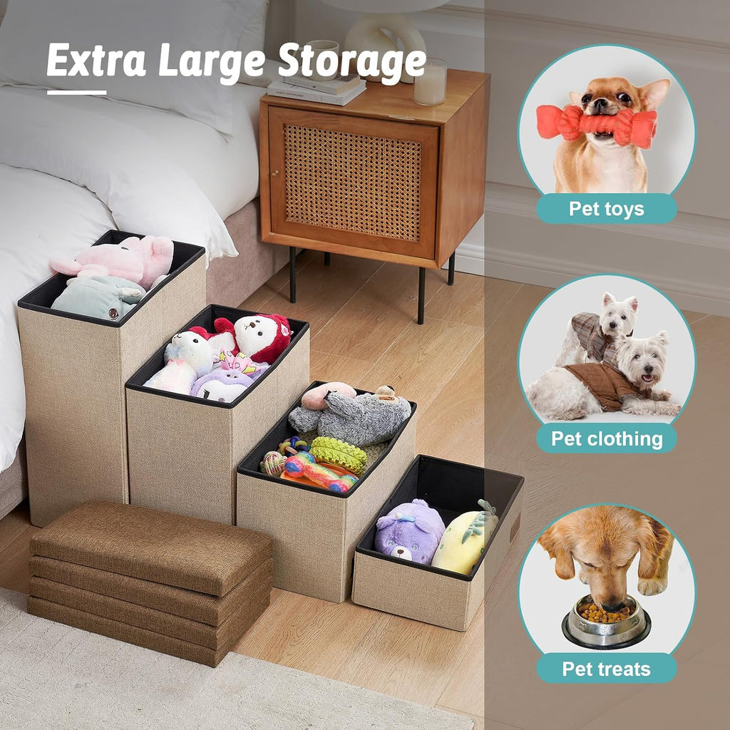 COZY KISS Dog Stairs with Storage, 22" H Wider Dog Steps, 4-Step