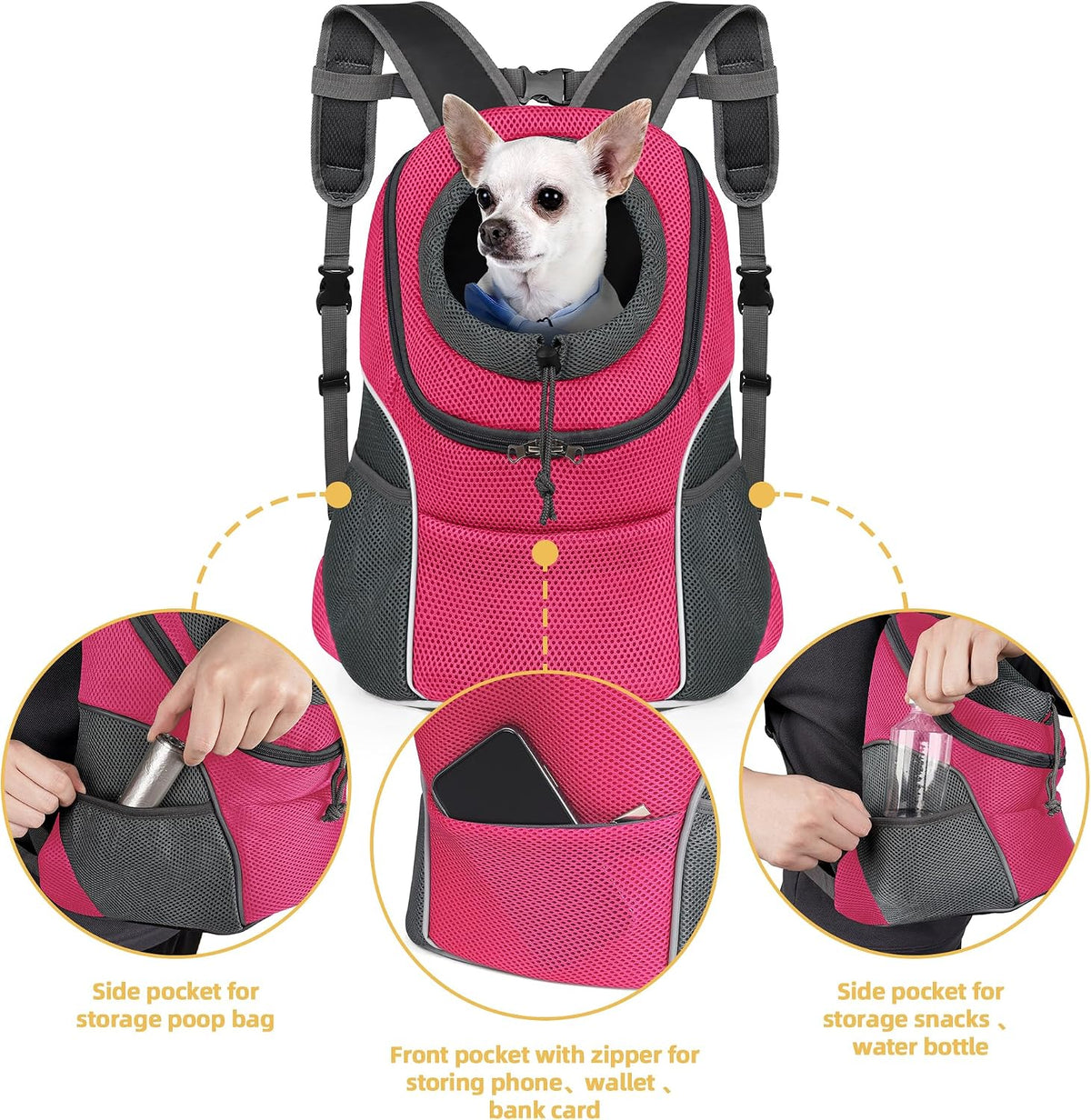 WOYYHO Pet Dog Carrier Backpack, Ventilated Small Dog Front Backpack