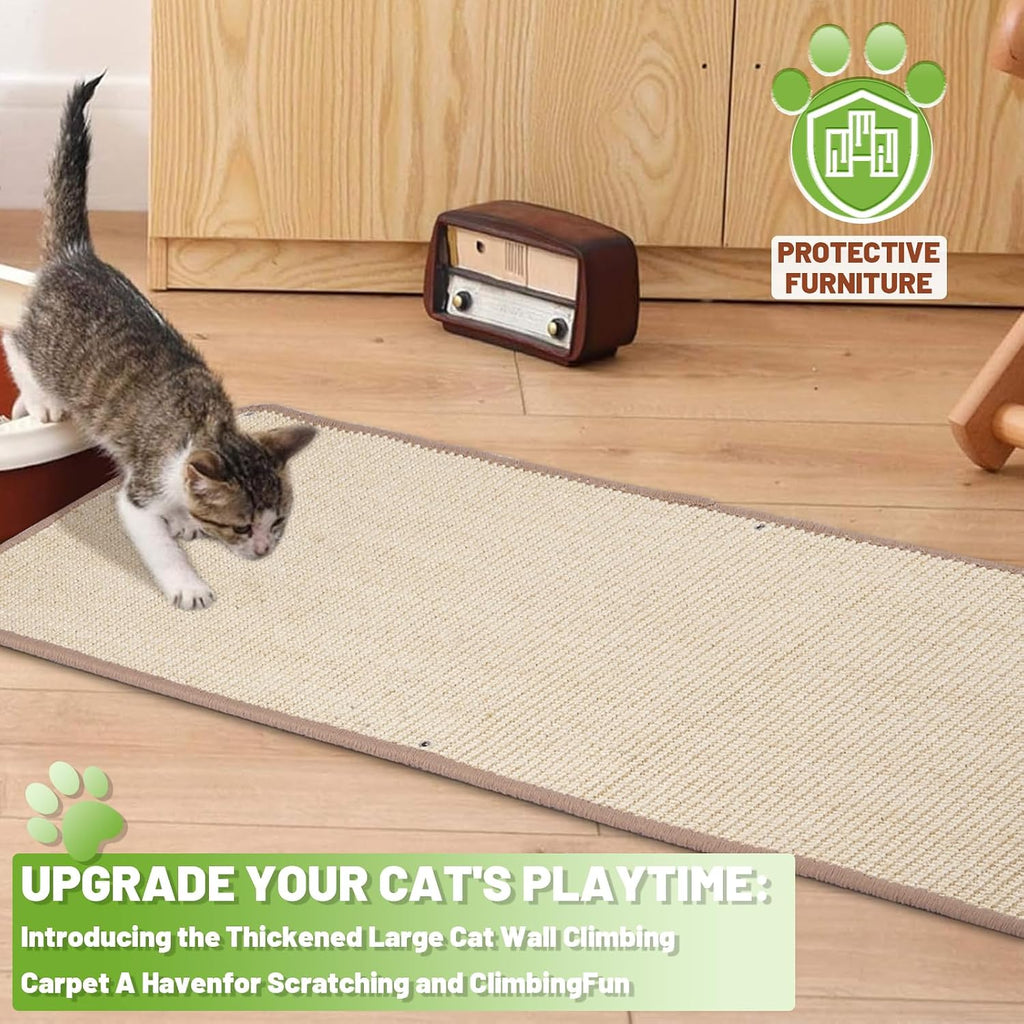 Uranshin Natural Sisal Cat Wall Climbing Carpet, Wall Scratcher Mat Pad