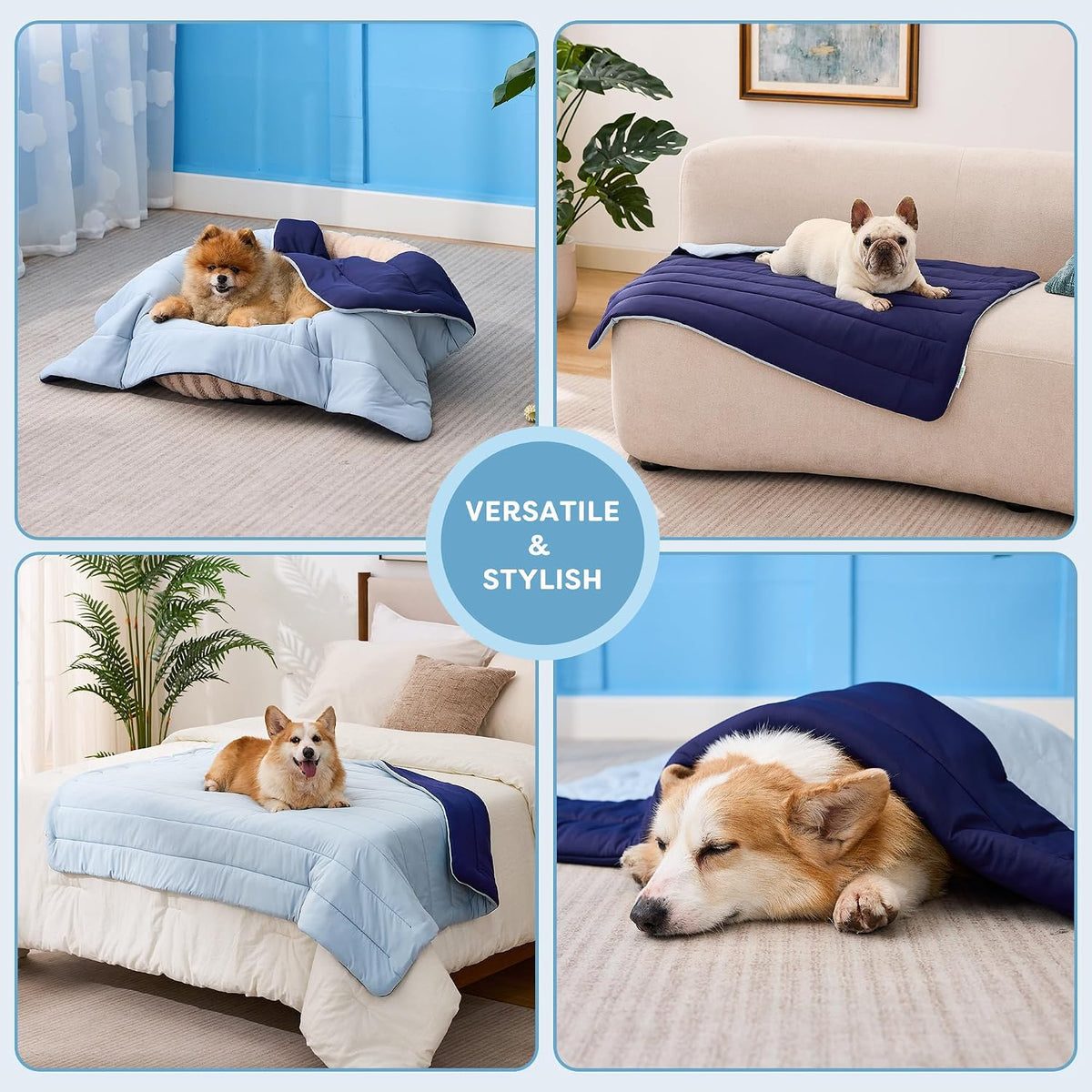 Reversible Dog Cooling Blanket for Summer, Washable Pet Bed Pad Mat