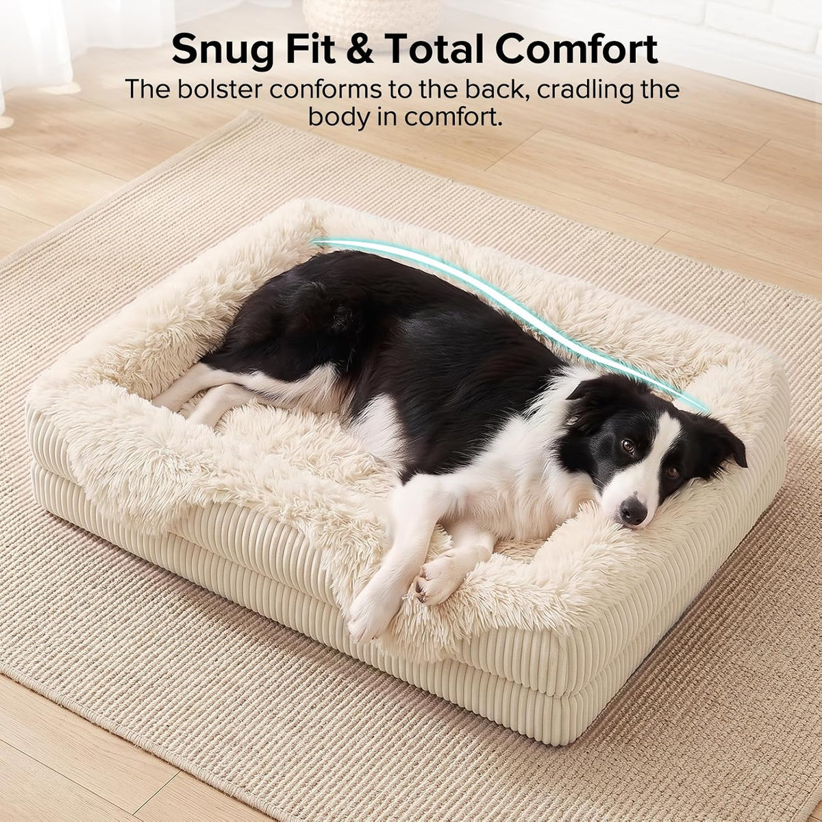 GASUR Orthopedic Dog Bed for Large Sized Dog, Plush Washable Dog Couch Beds