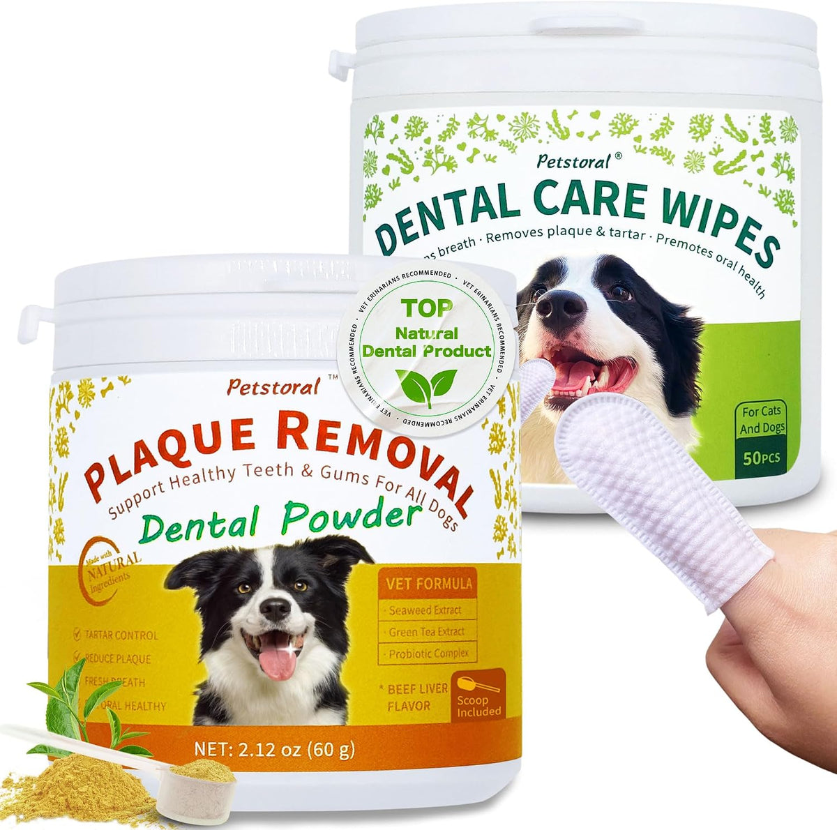 Pet Dental Cleaning Kit with Dental Wipes & Dental Powder