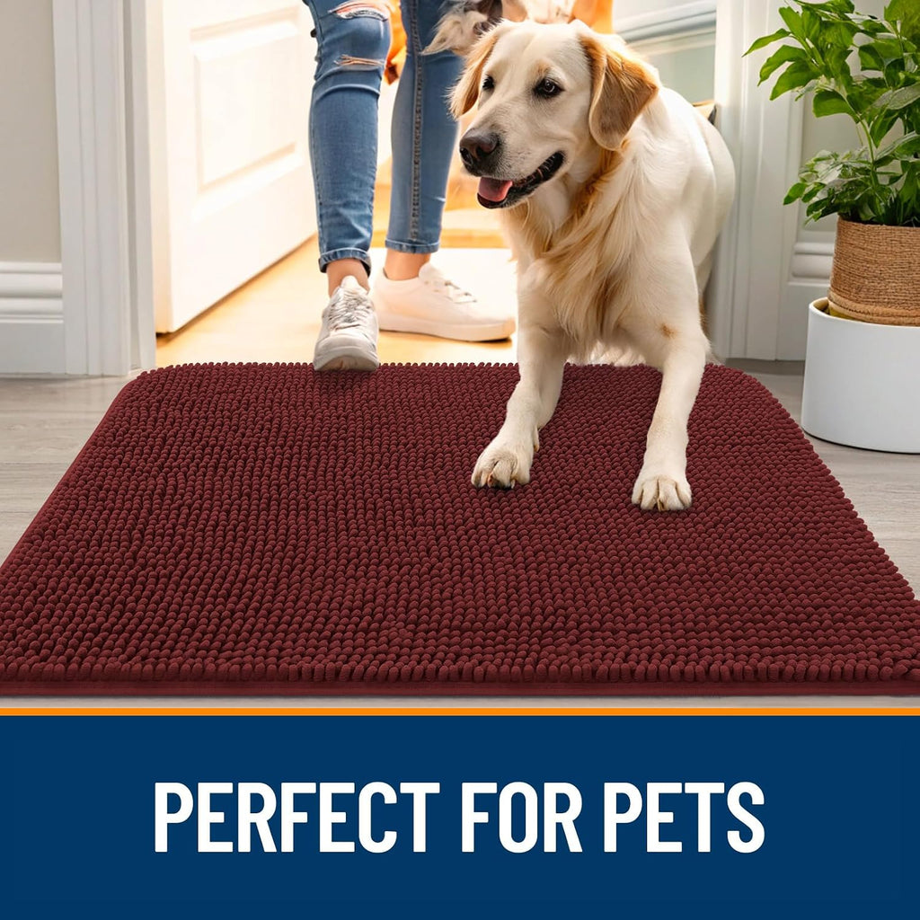 OLANLY Dog Door Mat for Muddy Paws 45x27, Super Absorbent Chenille Mud Mat