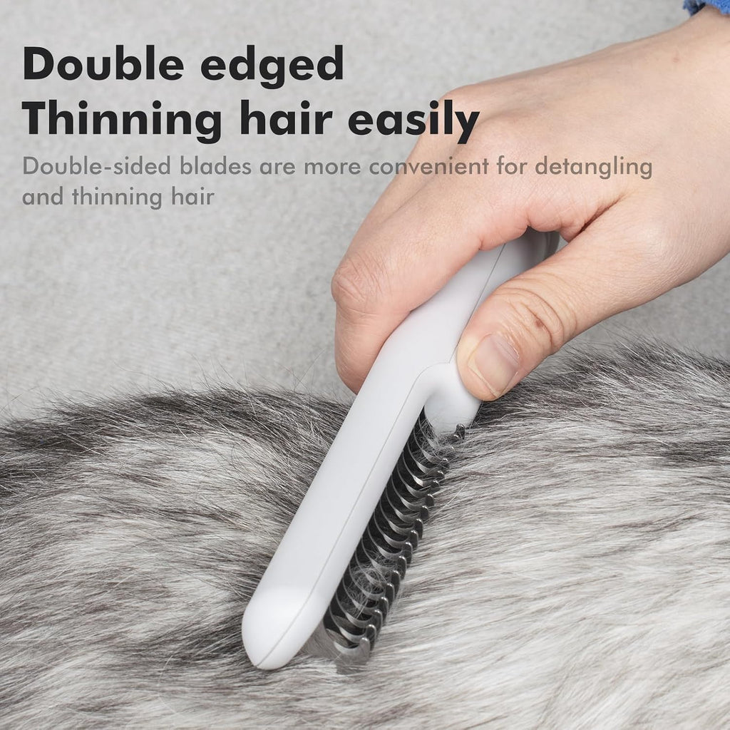 3 In 1 Pet Dematting Tool, Dog Flea Lice Combs for Grooming, Undercoat Rake & Dematting Comb for Detangling Matted or Knotted Undercoat Hair, Great for Short or Long-haired Dogs & Cats -White