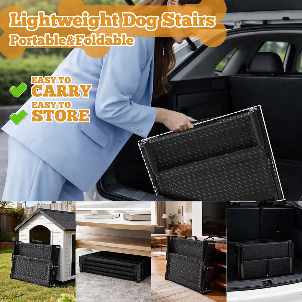 Extra Wide Dog Stairs for Car, 5-Step Pet Stairs for Senior & Large Dogs