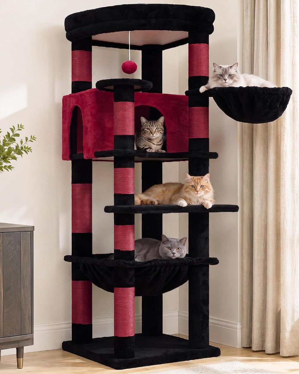 Heybly 53.1" Corner Cat Tree for Large Cats – Interactive Play HCT029BR