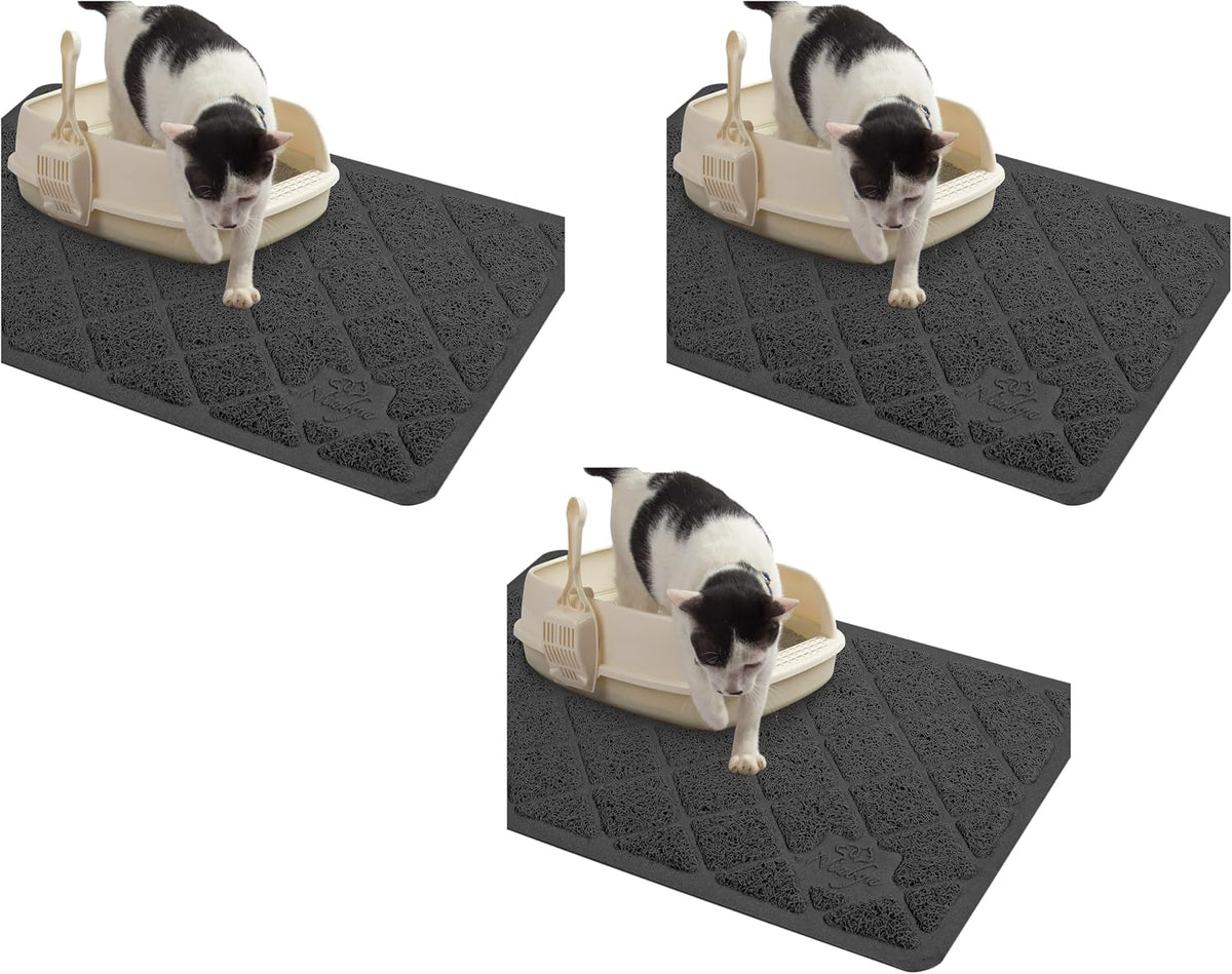 Niubya Premium Cat Litter Mat, Litter Box Mat with Non-slip and Waterproof Backing, Litter Trapping Mat Soft on Kitty Paws and Easy to Clean, Cat Mat Traps Litter from Box (Pack of 3)