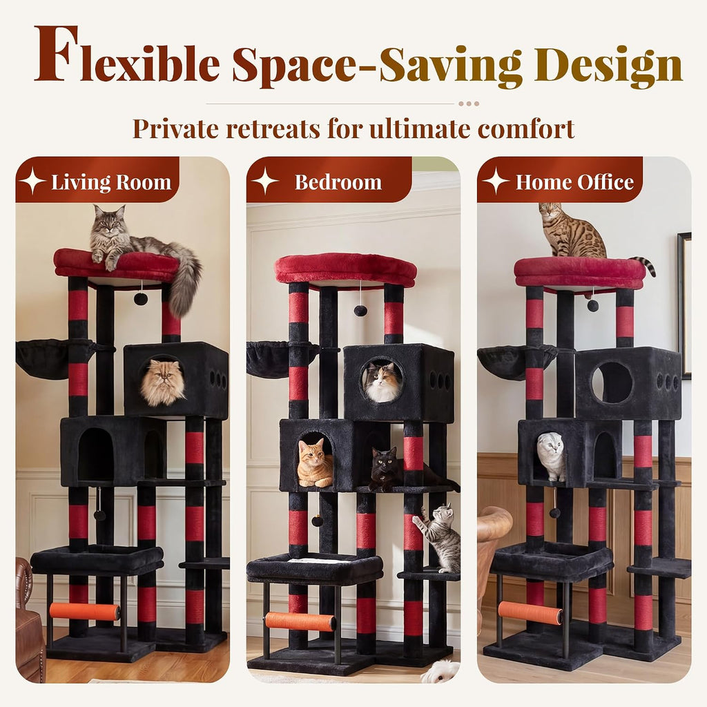 Hey-brother Cat Tree Tower with Stable L-Shaped Widen Base, Condo, MPJ086BR
