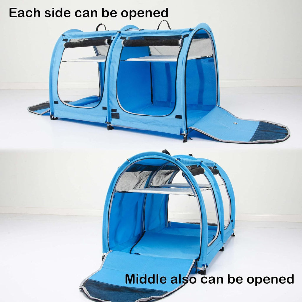 Mispace Portable Double Pet Carriers for Cats Collapsible Cat Condo for Car Travel Pet Kennel Show Cages with Portable Carry Bag Hammocks Mats and Litter Box