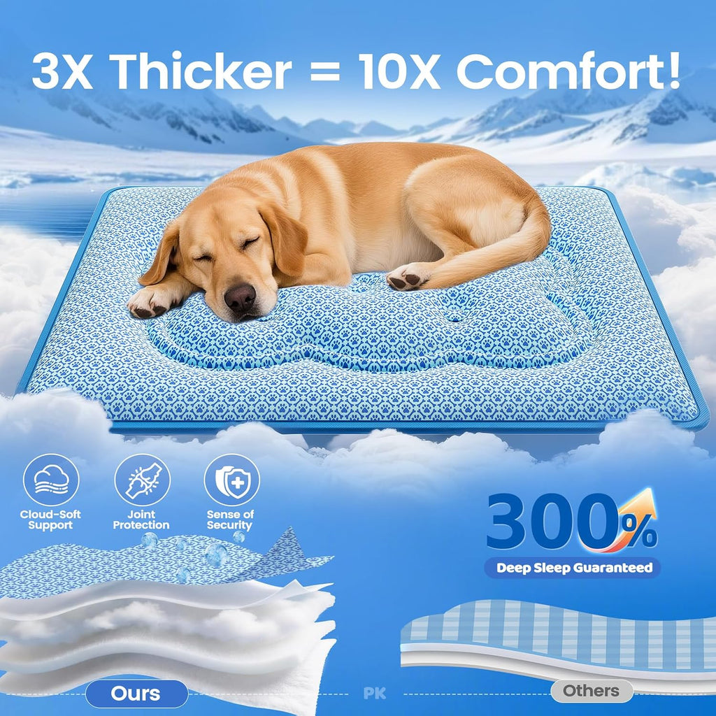 Cat Cooling Mat, Thick Cooling Mat for Dogs with PCM & Thermochromic Tech, Dual-Sided Durable Waterproof Cool Pet Bed Mat for All-Year Use, Q-Max>0.5, Machine Washable, Non-Toxic - S(17" x 23")