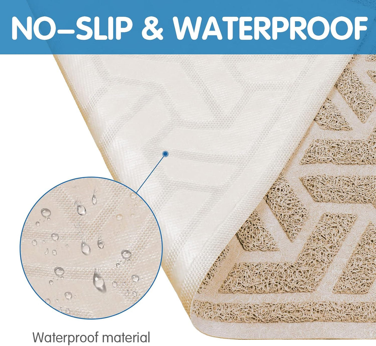 UPSKY Waterproof Cat Litter Mat Large 35" x 24" Soft on Kitty Paws, Beige | Litter Box Mat, Cat Litter Mat Litter Trapping Mat, Waterproof Scatter Control, For Indoor Cats, Easy to Clean
