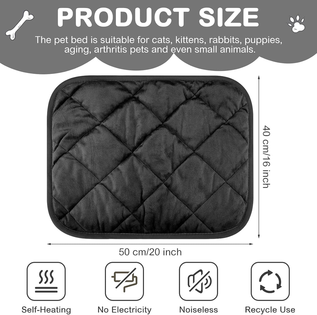 4 Pack Self Heating Cat Pad Self Warming Dog Mat, 16 x 20 Inch, Black