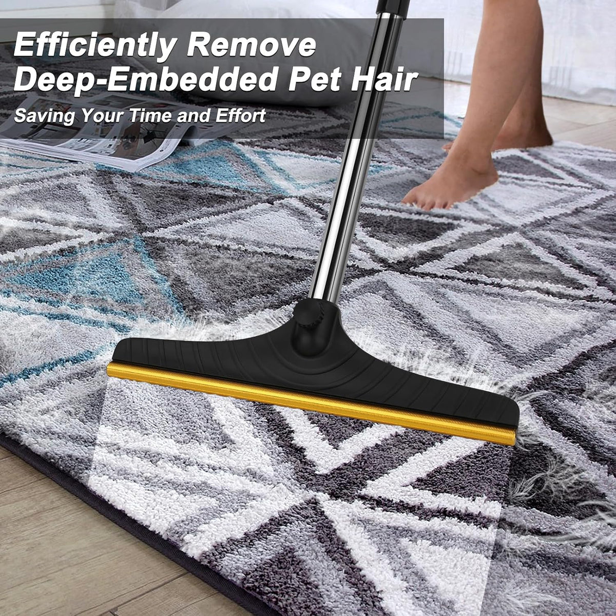 B-Land Carpet Rake for Pet Hair Removal, Reusable Carpet Scraper Broom