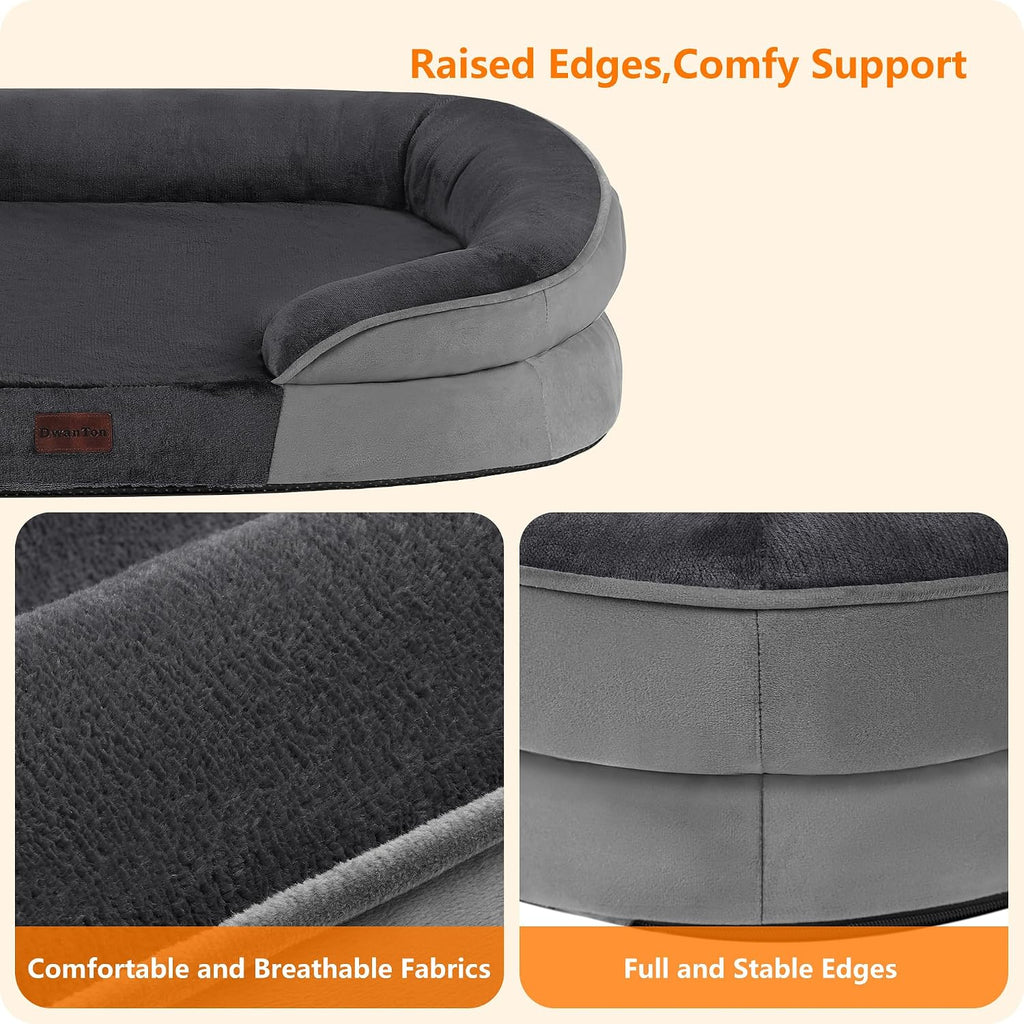 Dwanton Orthopedic Waterproof Large Dog Bed Sofa, Gel Memory Foam, 42"